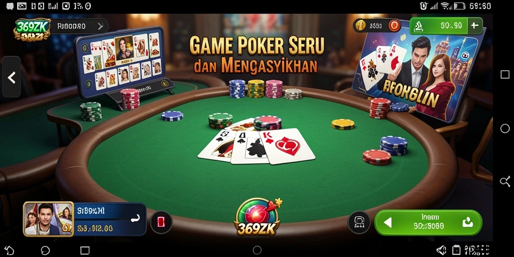 Tampilan gameplay Poker yang seru dan menantang di 369ZK.