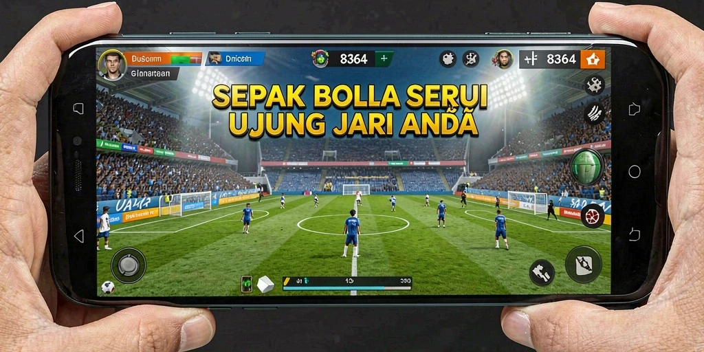 Tangkapan layar gameplay yang menampilkan aksi sepak bola seru.