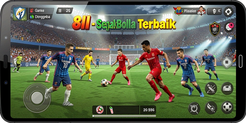 Tampilan gameplay 8II yang mendebarkan dalam pertandingan sepak bola.