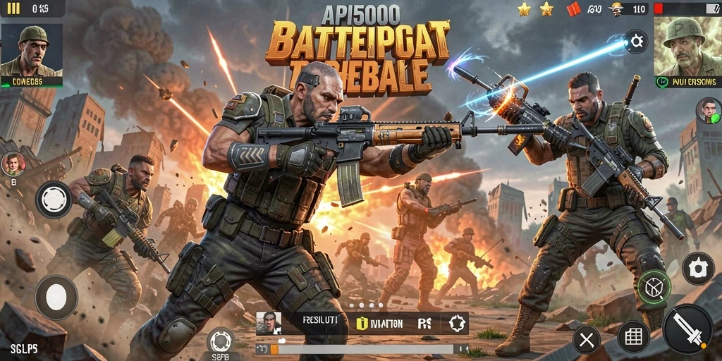 Screenshot API5000 menampilkan pertempuran intens di medan tempur Battle Royale.