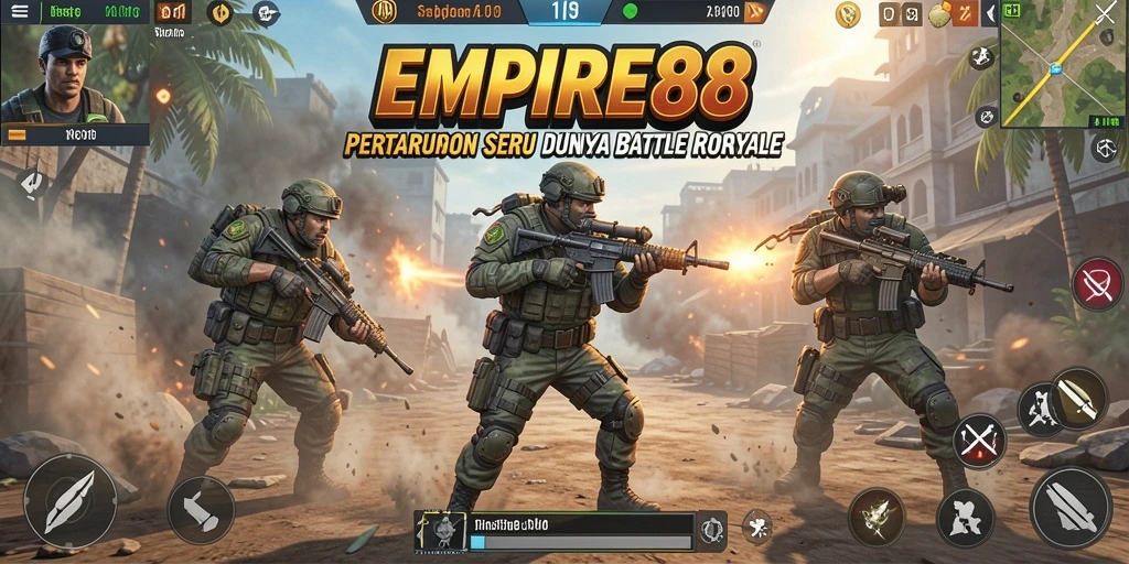 Screenshot gameplay EMPIRE88 menampilkan pertarungan seru di arena Battle Royale.