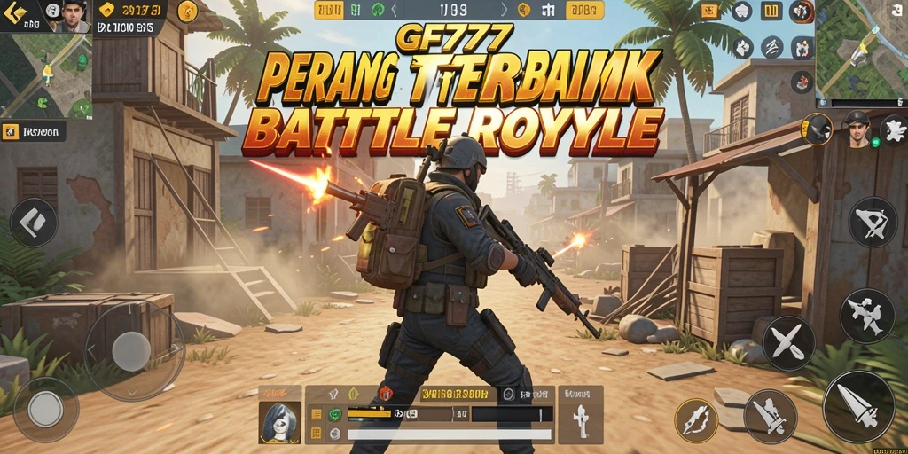 Tangkapan layar gameplay GF777 menampilkan pertempuran seru di arena Battle Royale.