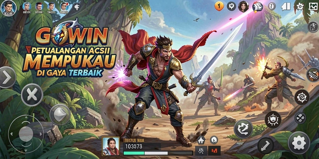 Tangkapan layar GOWIN dengan aksi pertempuran yang seru dan mendebarkan.