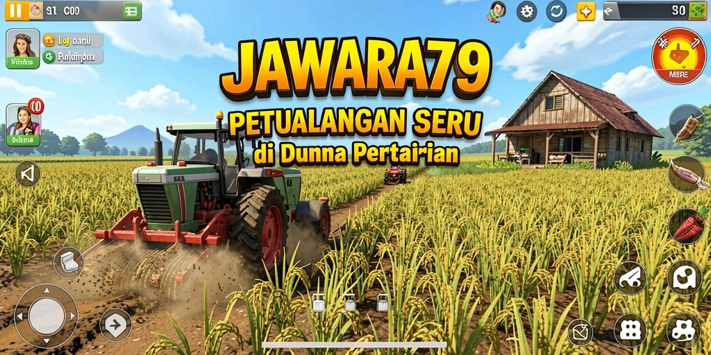 Screenshot utama menampilkan gameplay pertanian yang seru di JAWARA79.