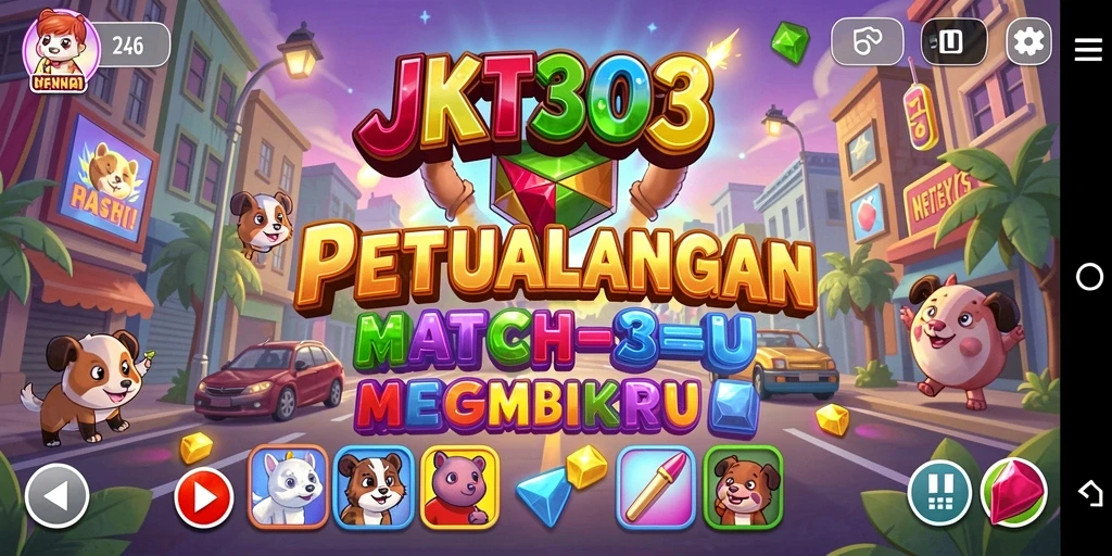 Tampilan menarik dari gameplay Match-3 JKT303 yang seru.