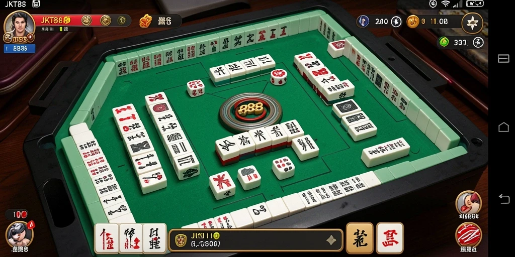 Tampilan gameplay utama JKT88 yang menampilkan keseruan bermain Mahjong.