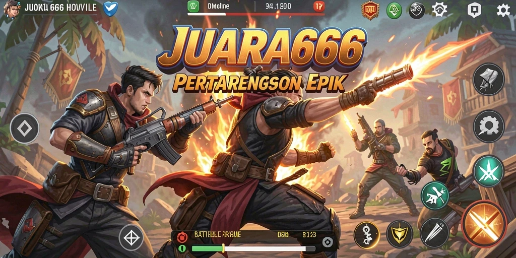 Tampilan gameplay mendebarkan dari JUARA666 dalam pertempuran Battle Royale.