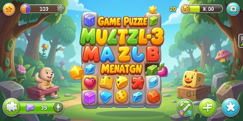 Tampilan gameplay KILAT77 yang menawan dengan puzzle Match-3.