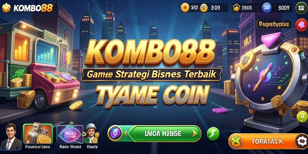 Screenshot gameplay KOMBO88 menampilkan strategi bisnis yang seru.
