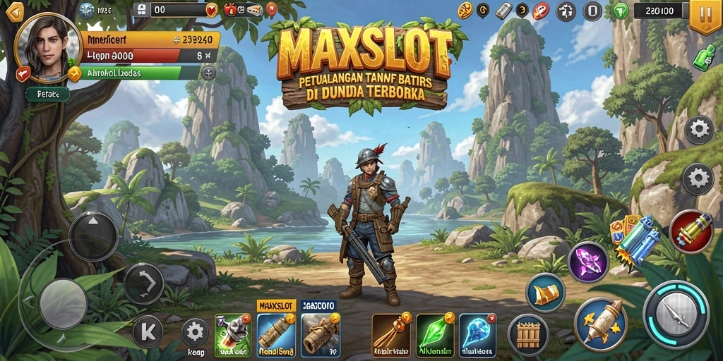 Screenshot gameplay Open World MAXSLOT menampilkan penjelajahan epik.