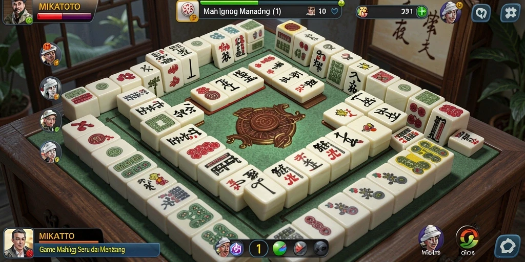 Tampilan gameplay seru MIKATOTO dengan ubin Mahjong.