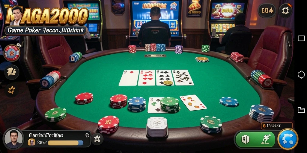 Screenshot gameplay NAGA2000 menampilkan suasana poker yang mendebarkan.