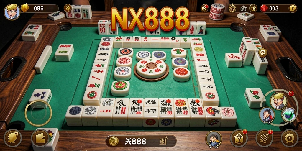 Screenshot permainan NX888 yang menunjukkan gameplay Mahjong yang menantang.