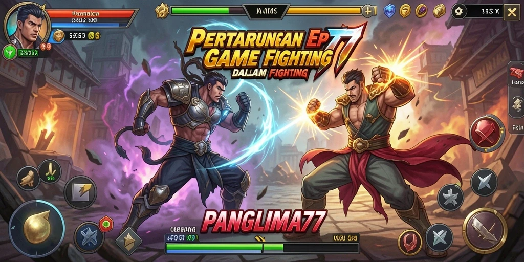 Screenshot gameplay PANGLIMA77 menampilkan pertarungan yang penuh aksi.