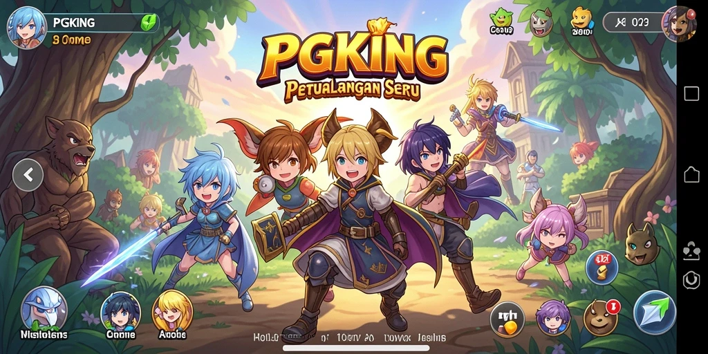 Tampilan gameplay seru PGKING dengan karakter anime menawan.
