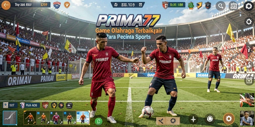 Screenshot utama PRIMA77 menunjukkan aksi mendebarkan dalam permainan olahraga.