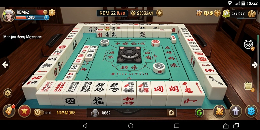 Tangkapan layar utama REMI62 menampilkan gameplay Mahjong yang mendebarkan.
