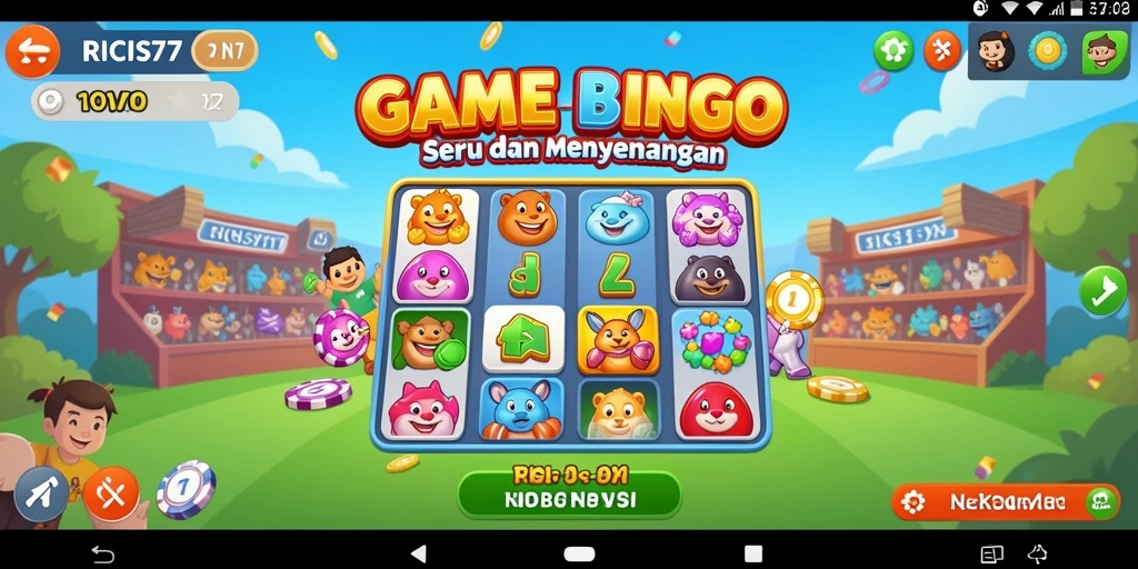 Screenshot gameplay RICIS77 menampilkan keseruan Bingo dengan teman-teman.