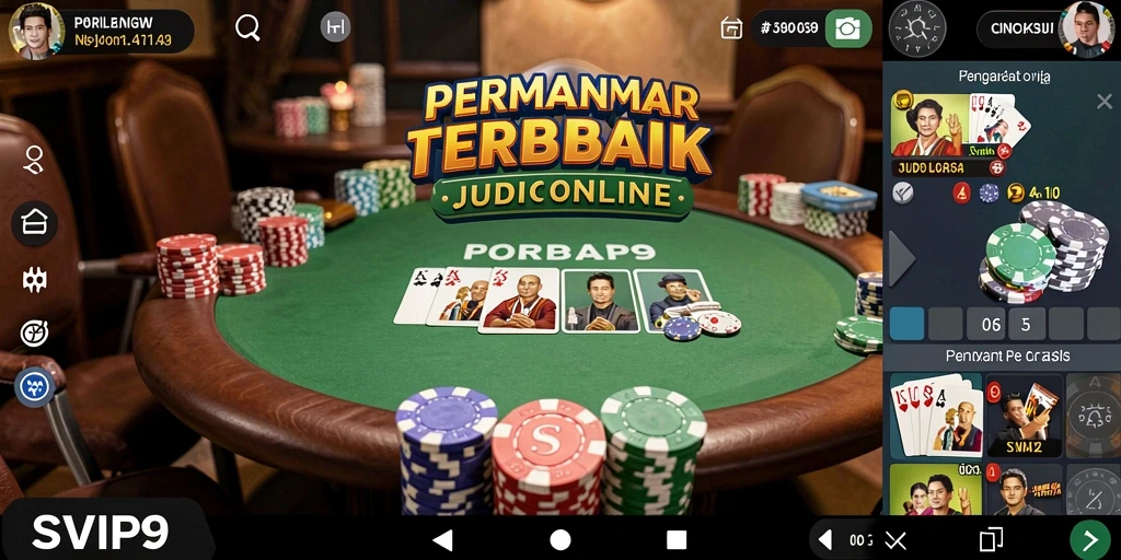 Screenshot gameplay SVIP9 menampilkan suasana poker yang mendebarkan.
