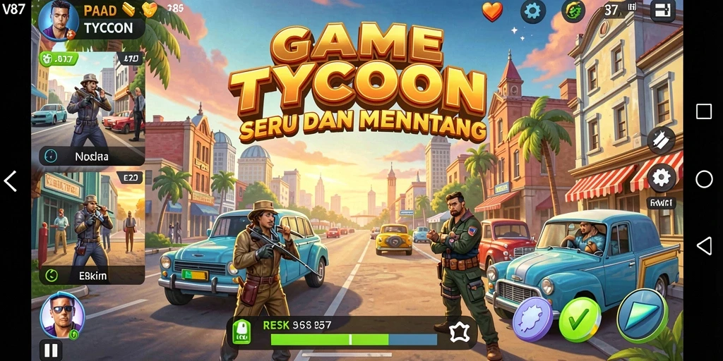 Tampilan gameplay seru dalam mengelola bisnis Tycoon.