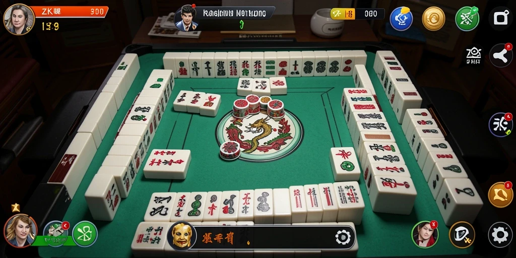 Tampilan gameplay ZK9 yang mendebarkan dengan ubin Mahjong.